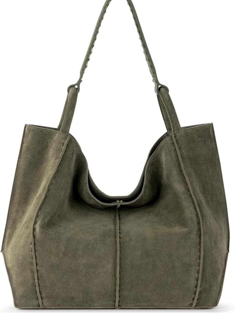 The Sak Los Feliz Large Tote Moss Green Suede Leather Hobo Shoulder Bag NWT